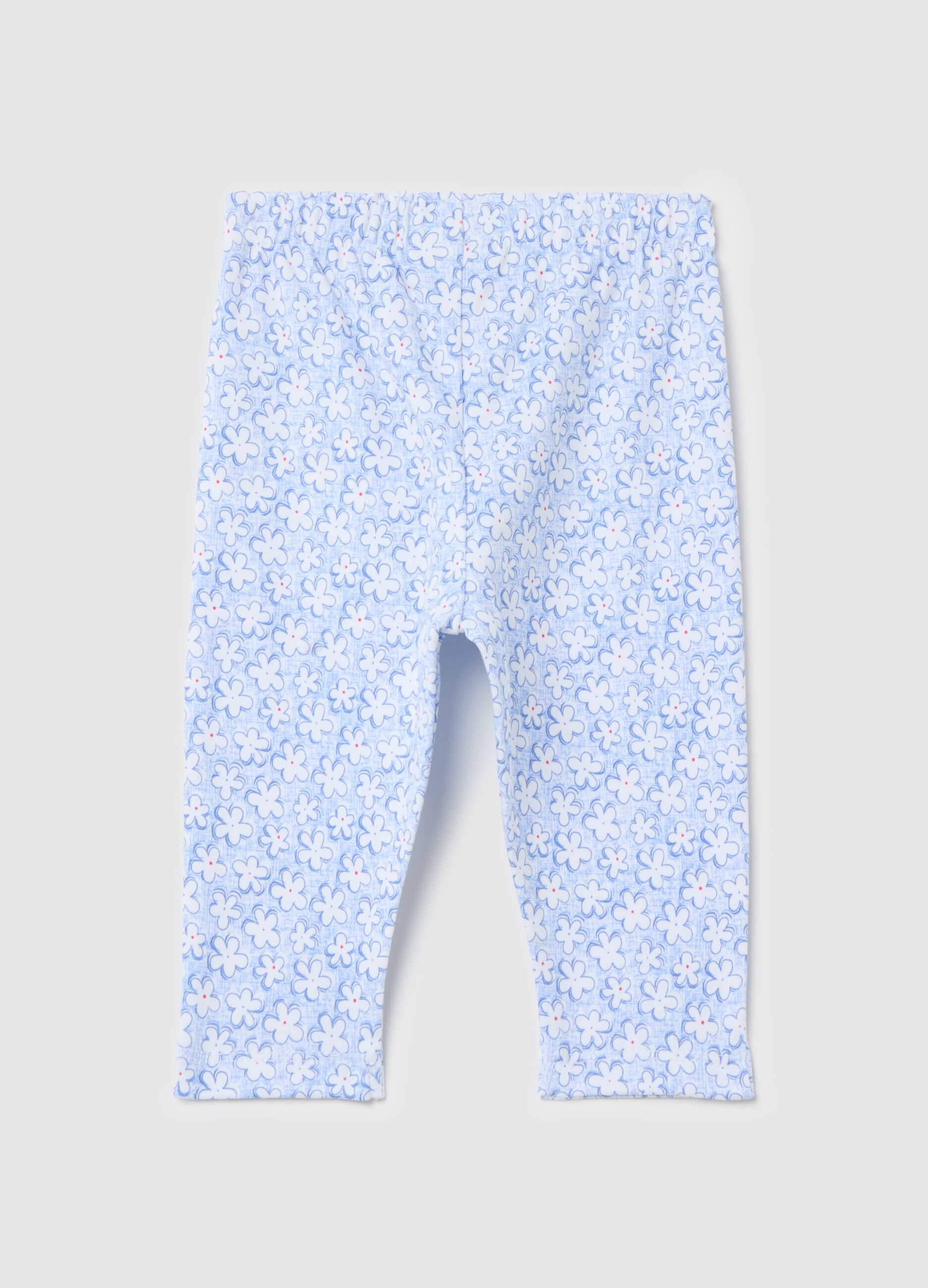 Leggings con fiocchetto e stampa fiorellini