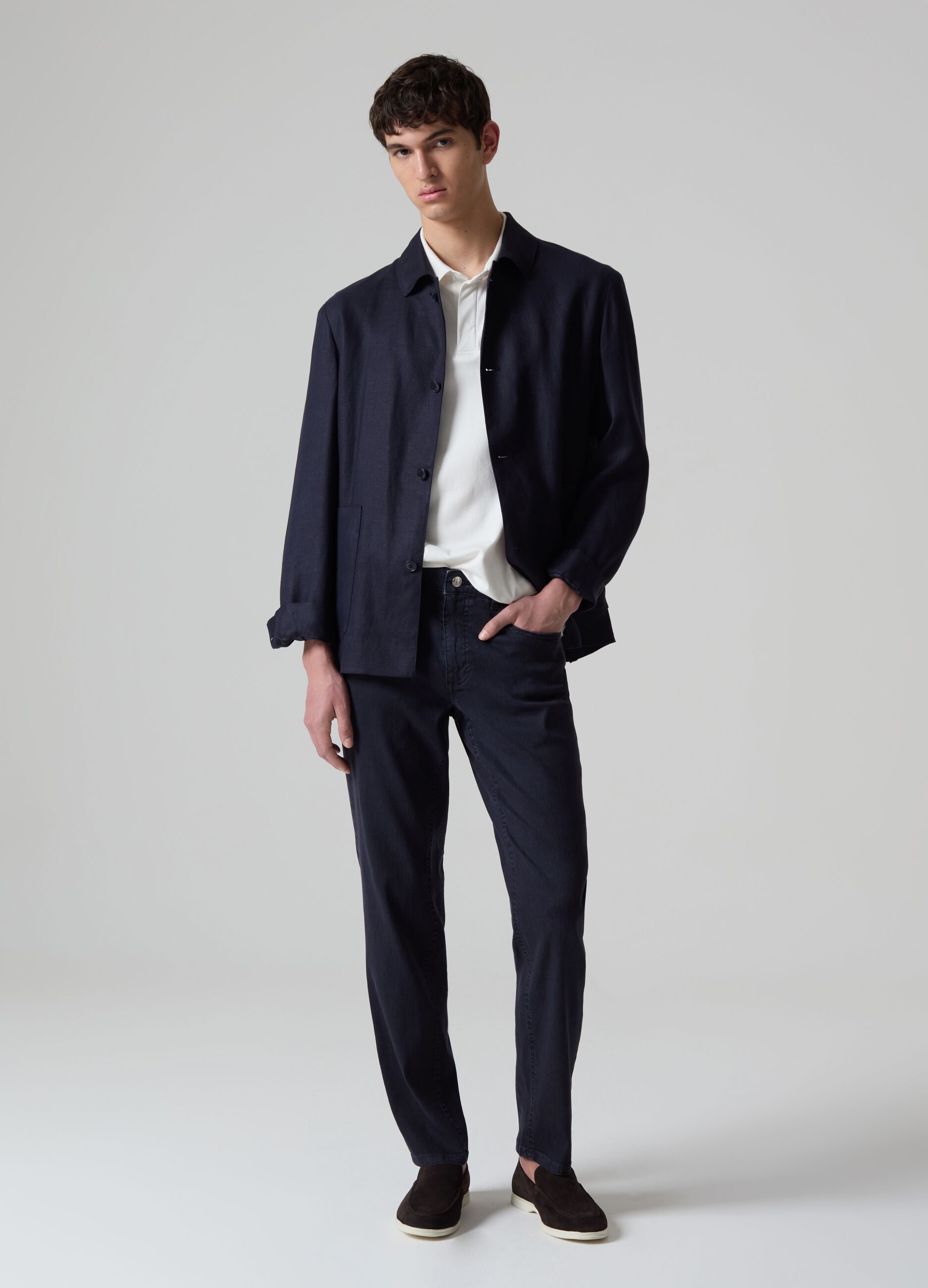 Ovs Pantaloni slim in lino e cotone elasticizzato