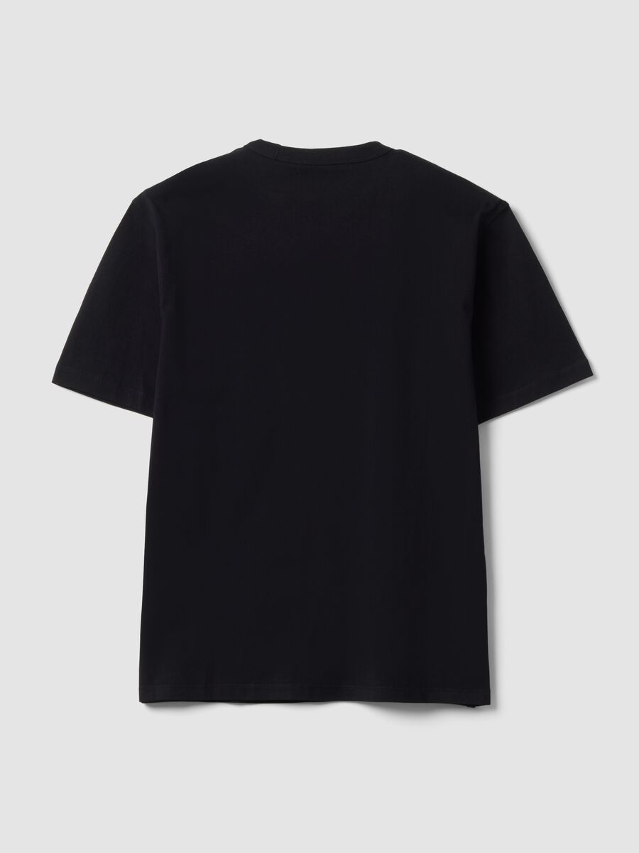 T-shirt nera in puro cotone a girocollo relaxed fit_6