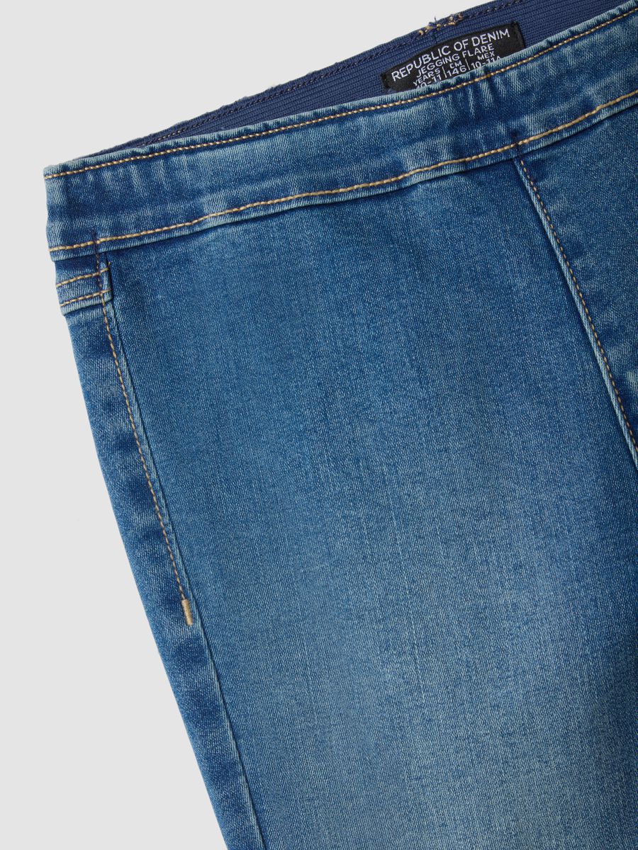 Jeggings blu flare in cotone e viscosa elasticizzata per ragazza_4