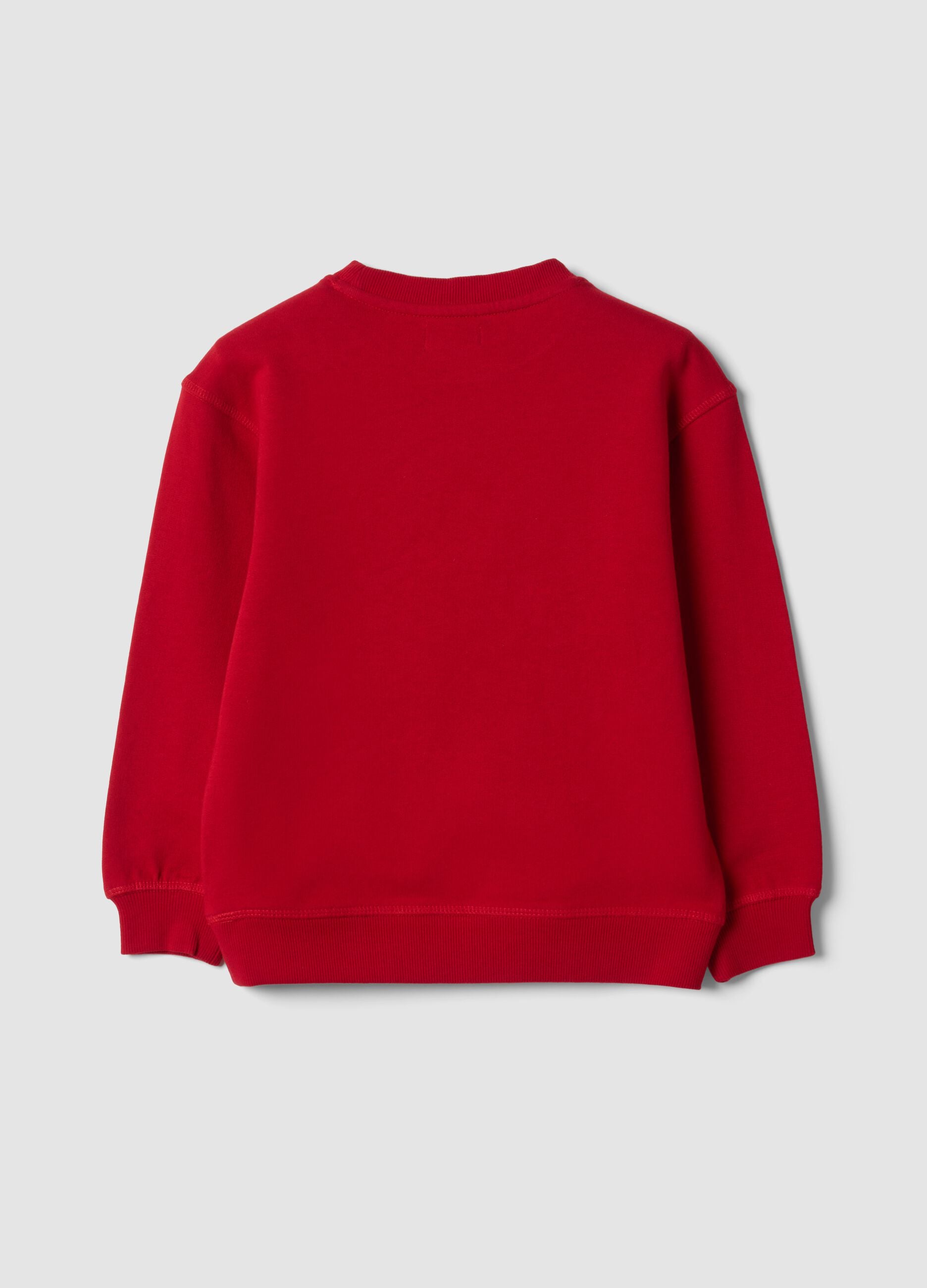 Red crew-neck sweatshirt in pure organic cotton