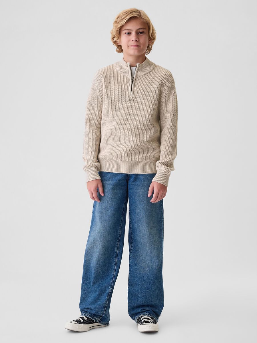 Mock neck pullover with half zip_1