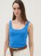 Blue fitted stretch cotton vest top_0