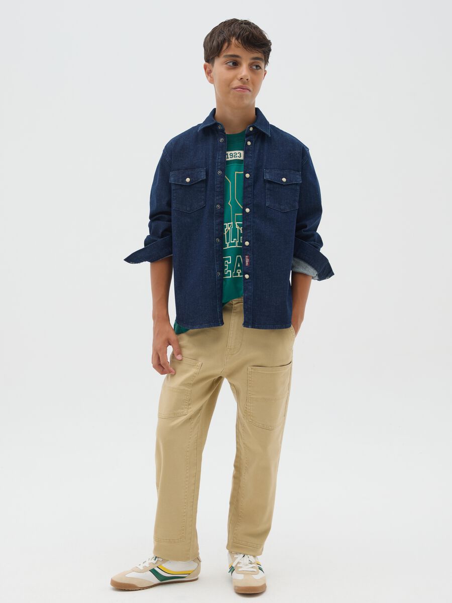 Boys' Beige Stretch Cotton Trousers - Relaxed Fit_1
