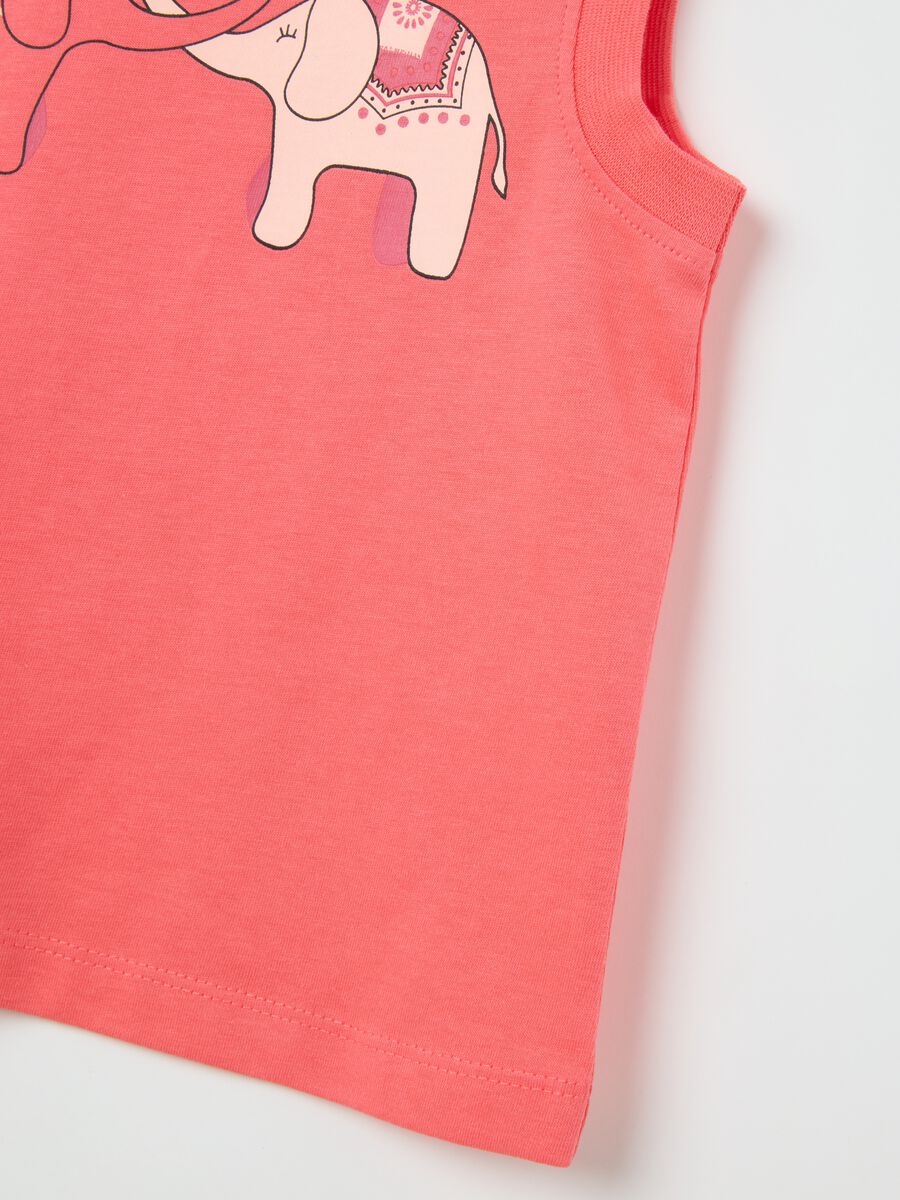 Girls' pink pure cotton tank top regular fit with print_2