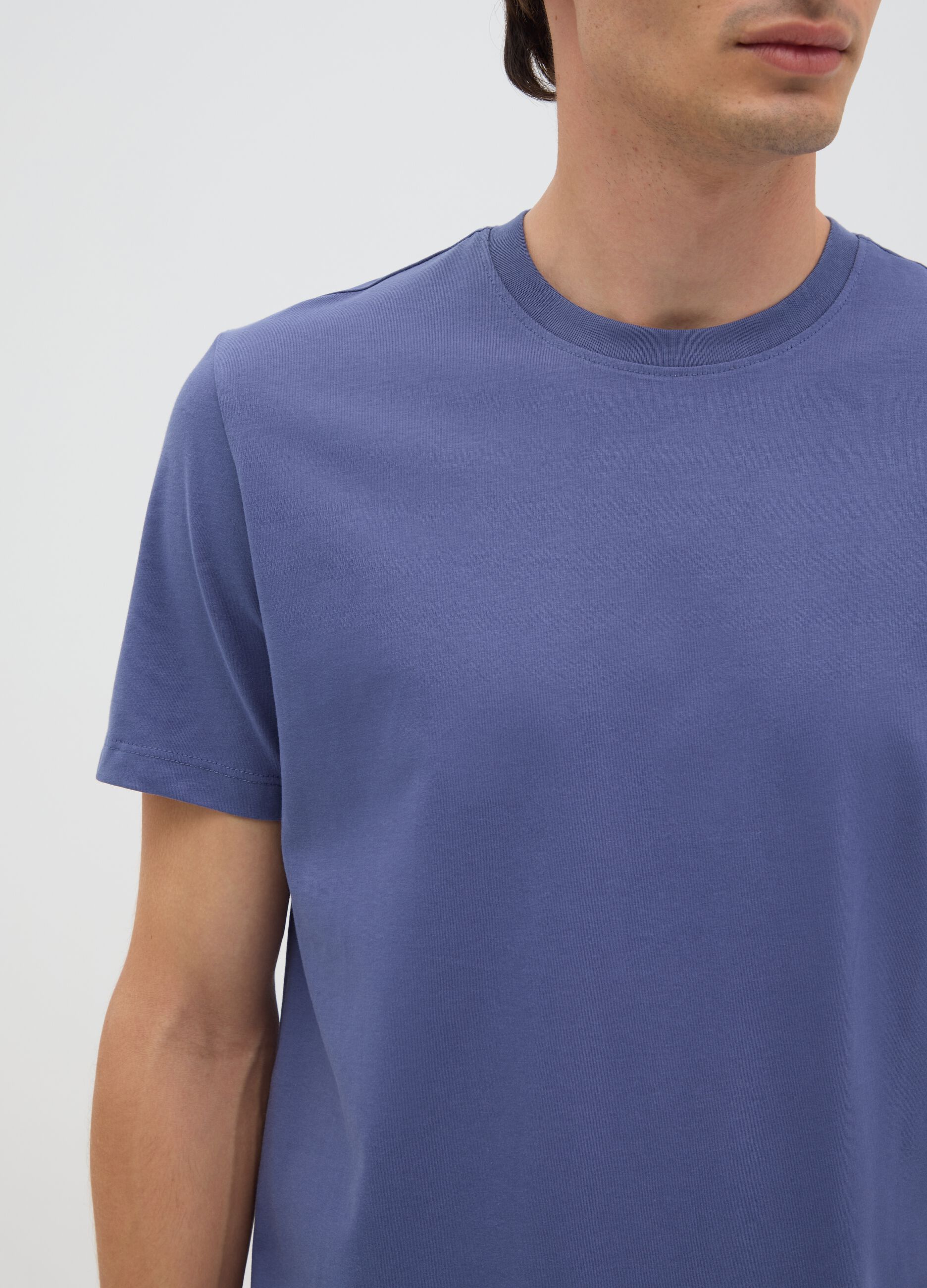 Men's blue pure cotton regular fit T-shirt