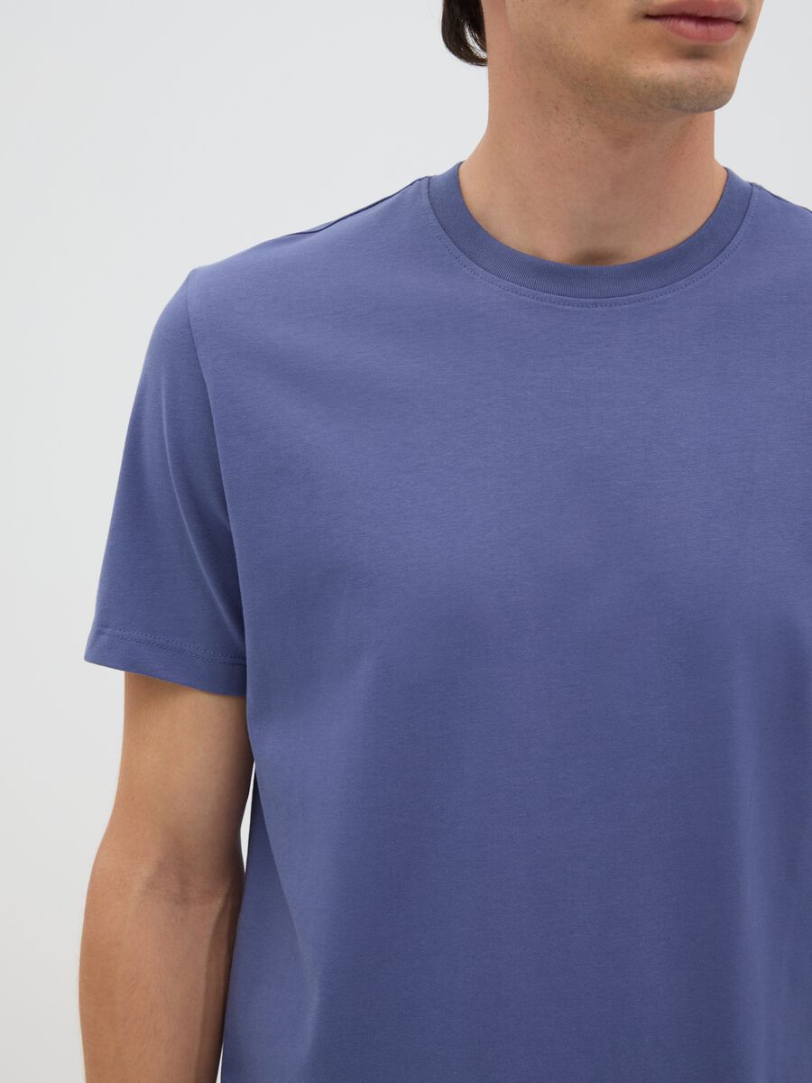 Men's blue pure cotton regular fit T-shirt_2