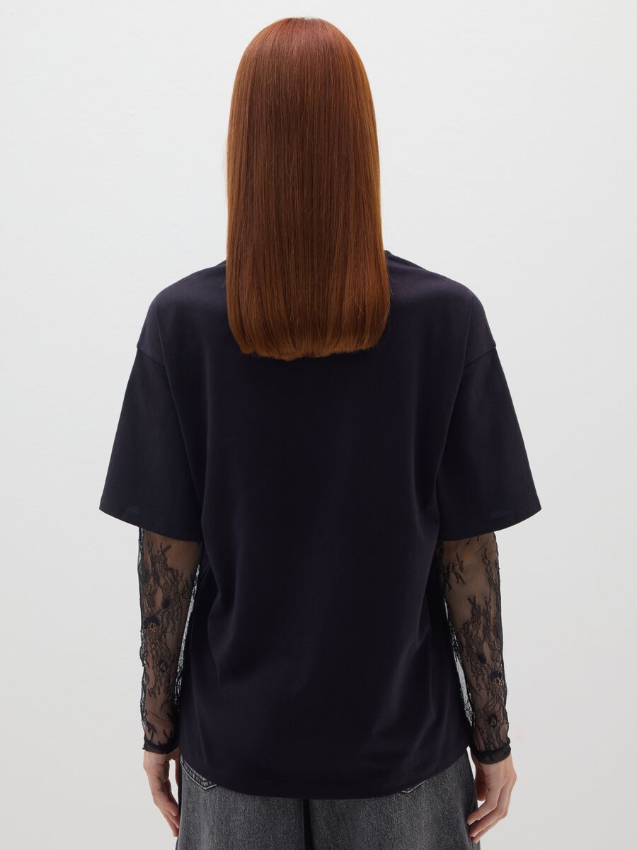 Pure black cotton oversized fit top_2