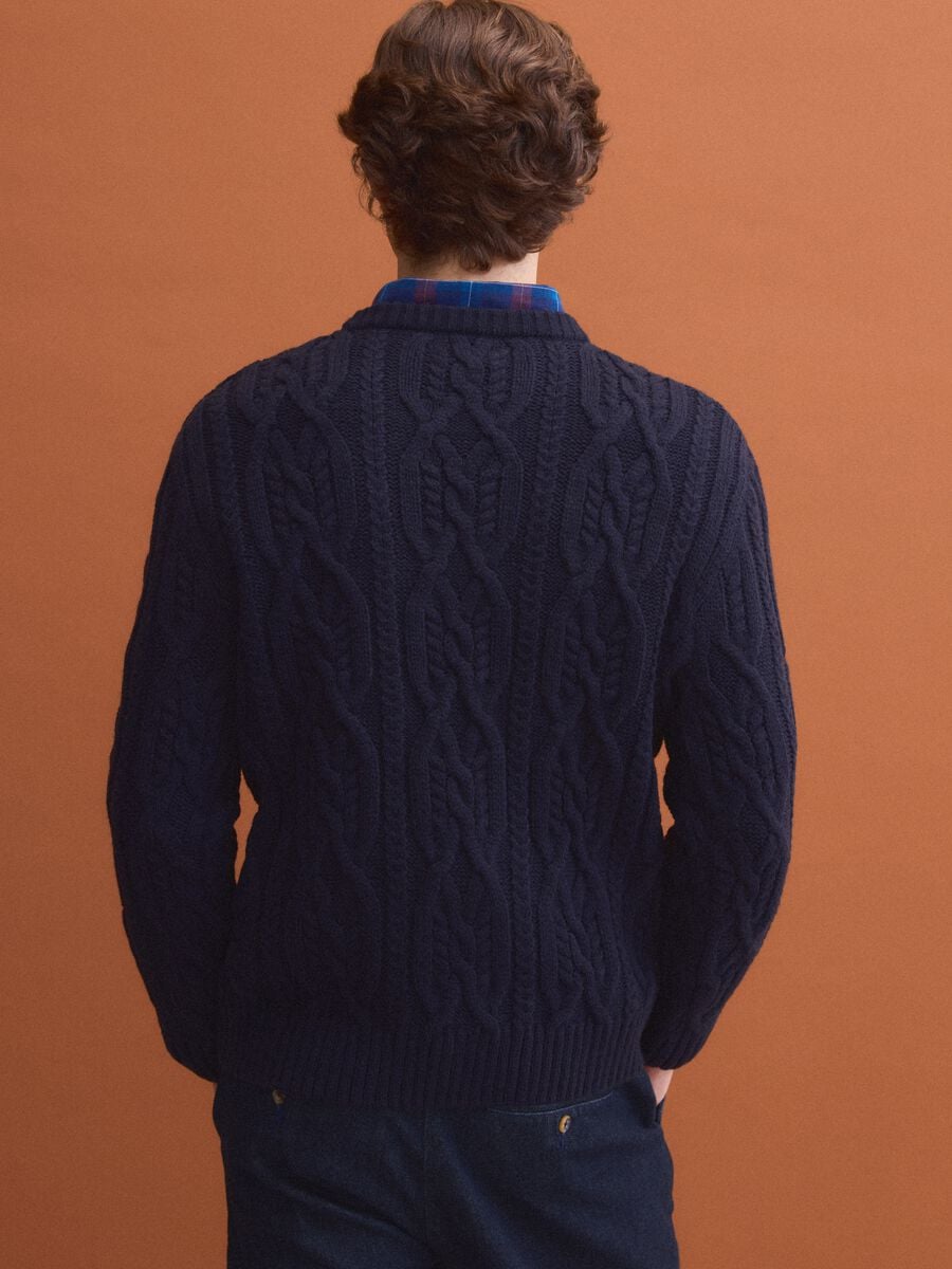 Maglia blu in misto lana jacquard regular fit_2