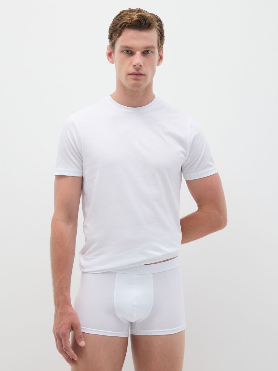 Set of three white stretch cotton regular fit boxer shorts_0