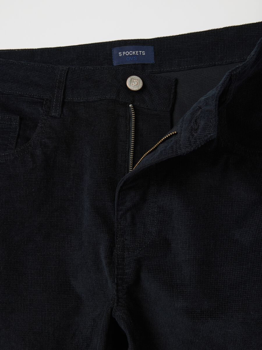 Black Slim Fit Stretch Cotton Trousers_5