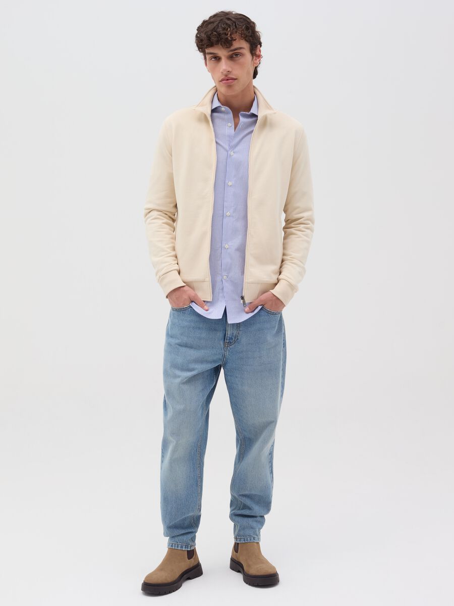 Full-zip sweatshirt in French terry with high neck_1
