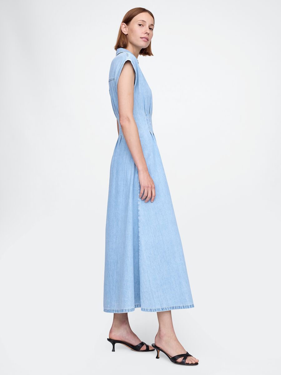 Vestito lungo denim in cotone_1