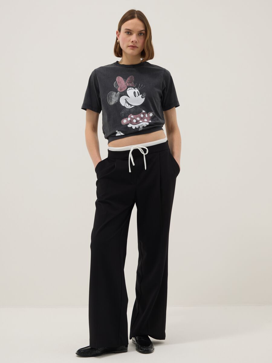 Grey pure cotton regular fit T-shirt with Minnie print_1