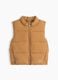Brown padded gilet with zip and high neck_0