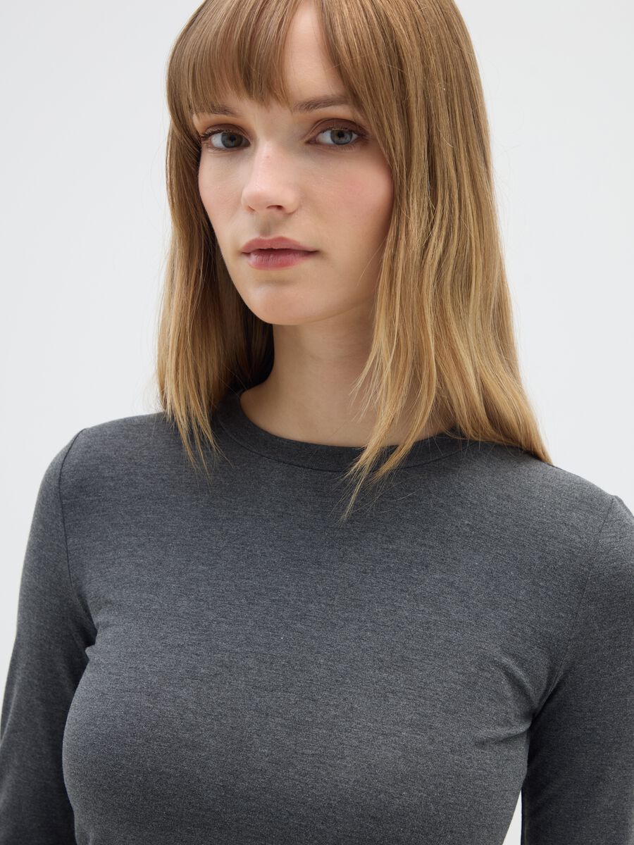 Grey long-sleeve shirt in stretch viscose_3