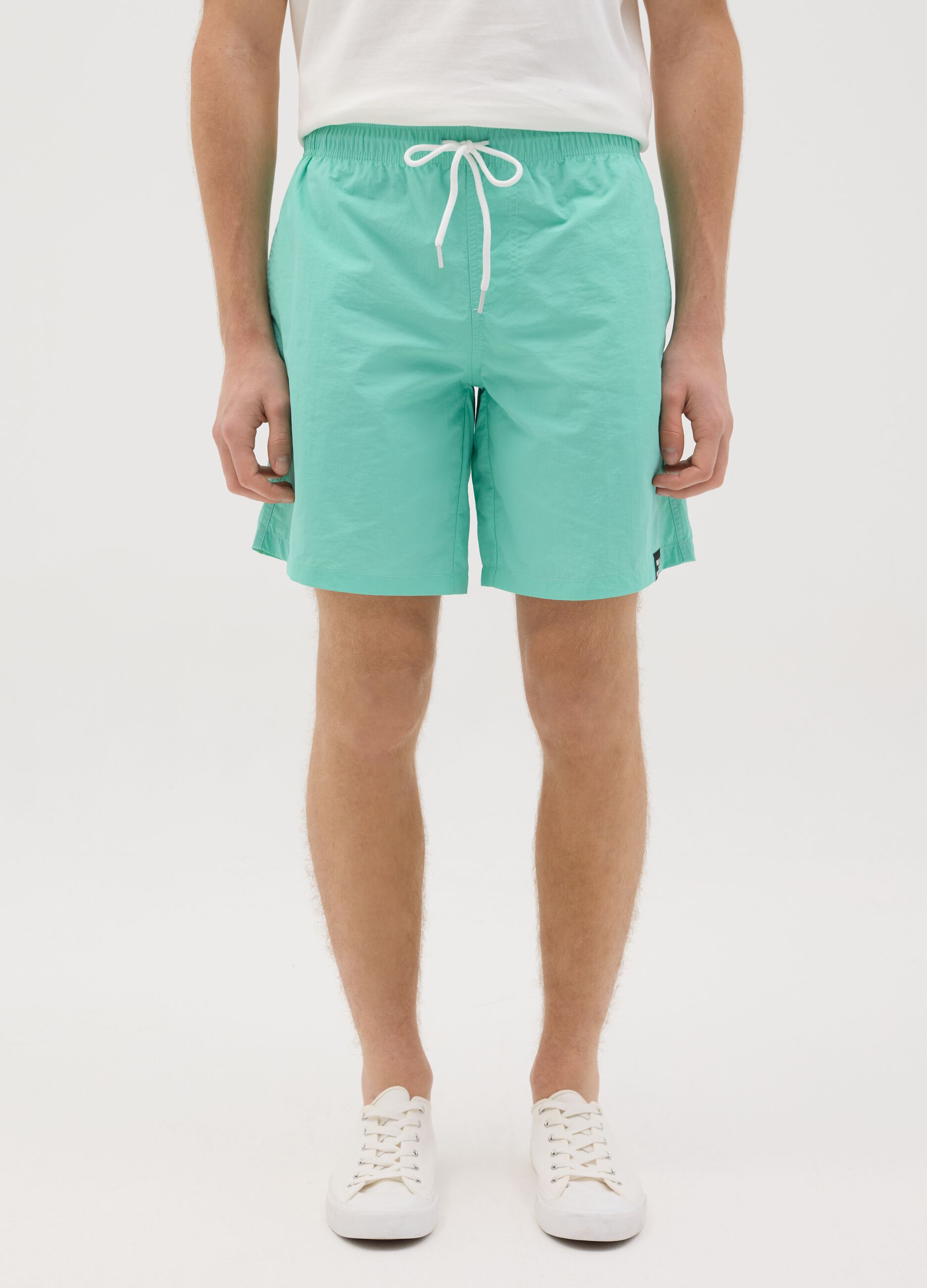 Boxer da uomo in misto verde regular fit con elastico e coulisse