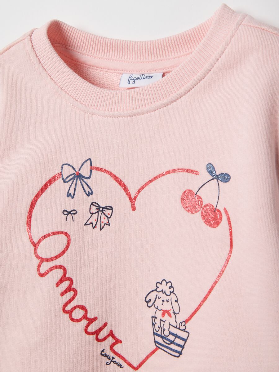 Multicolour pure cotton sweatshirt and trousers set for girls regular fit_2