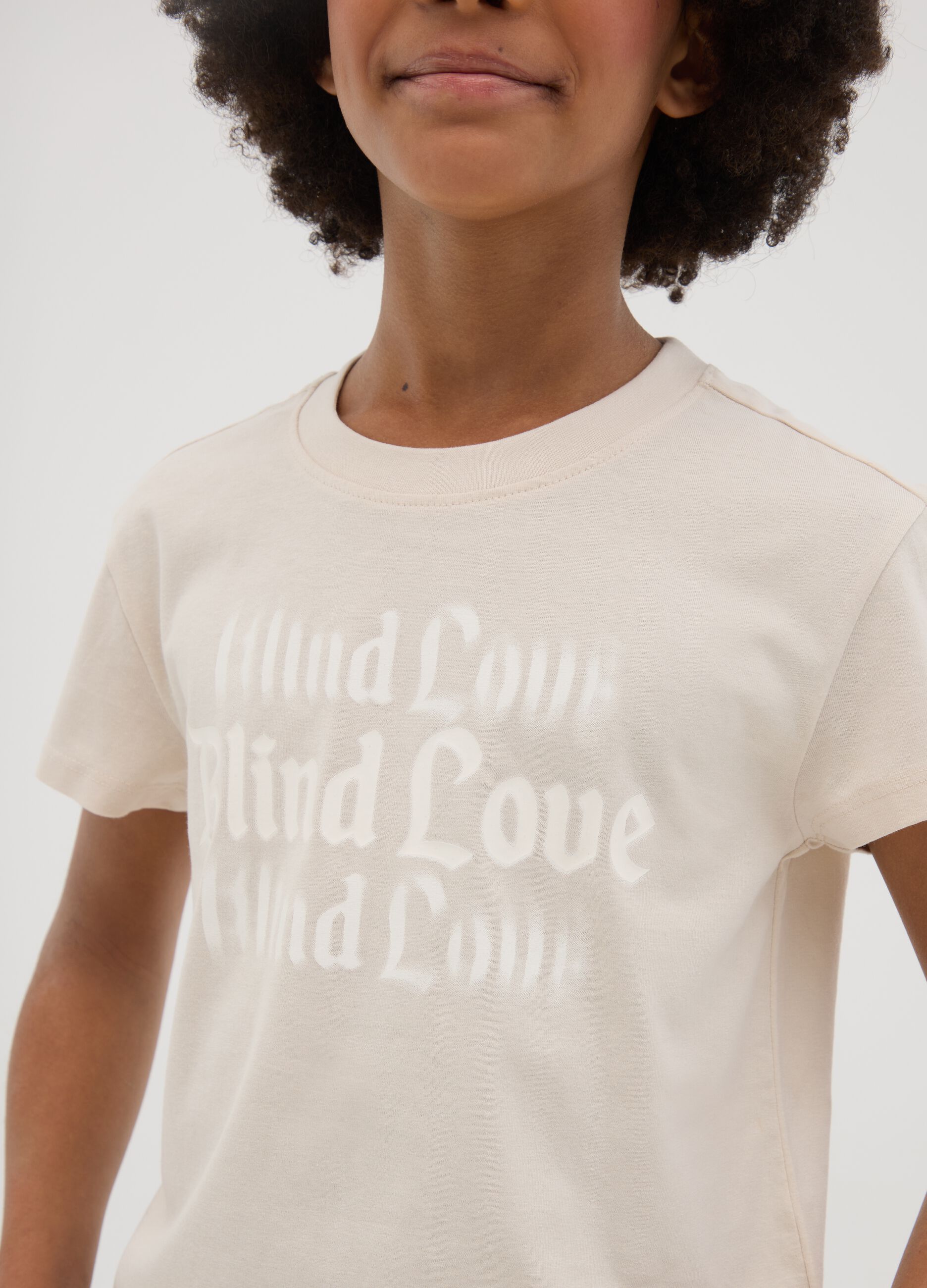 White cotton T-shirt with lettering print
