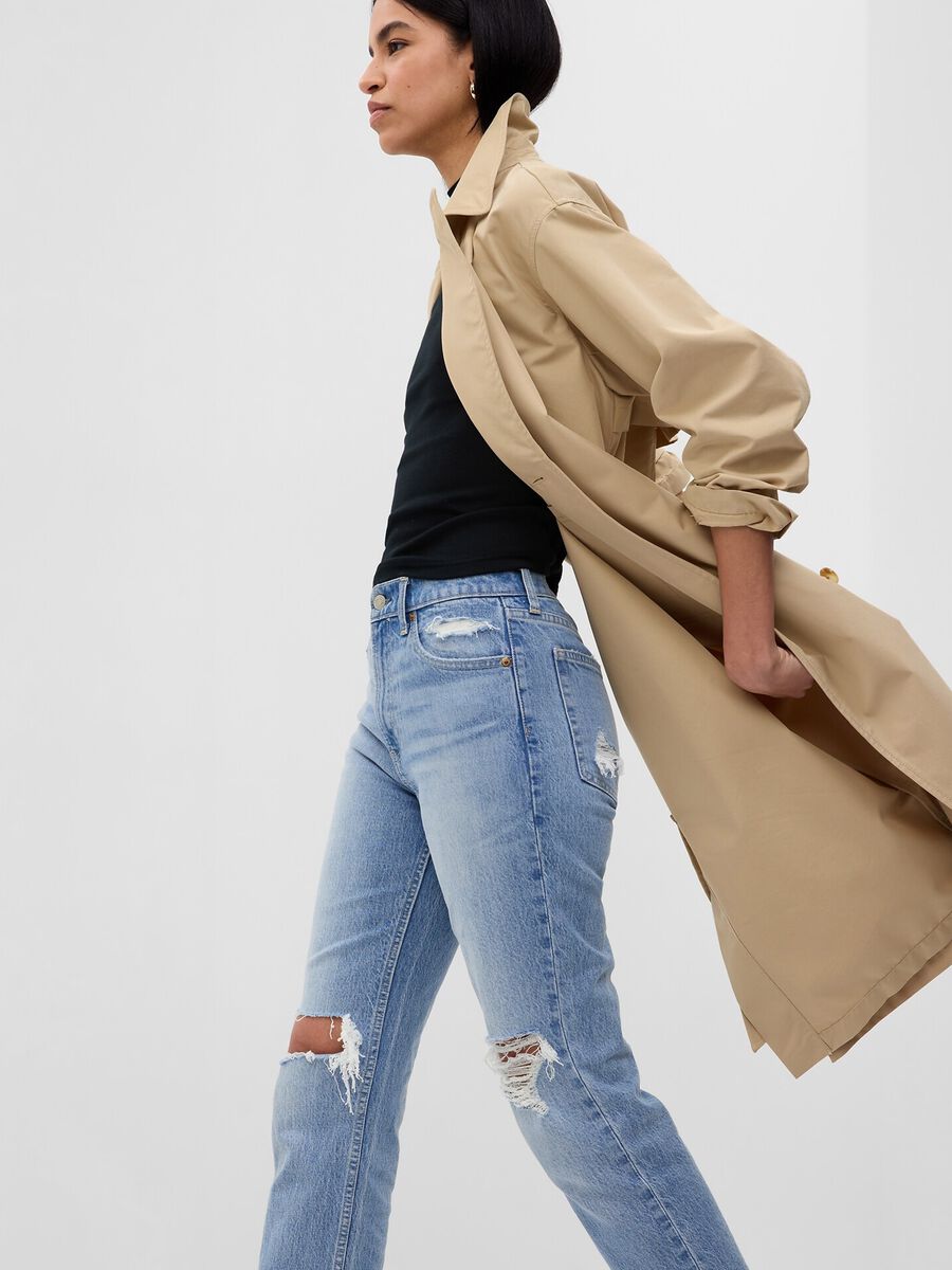 Straight-fit, high-rise jeans with worn look_2