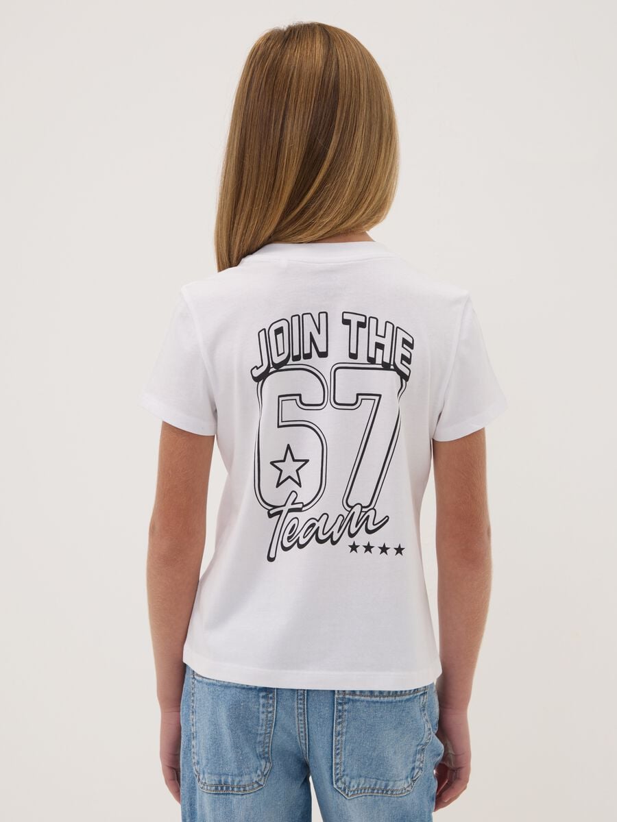 T-shirt bianca in puro cotone con stampe Six Seven regular fit_2