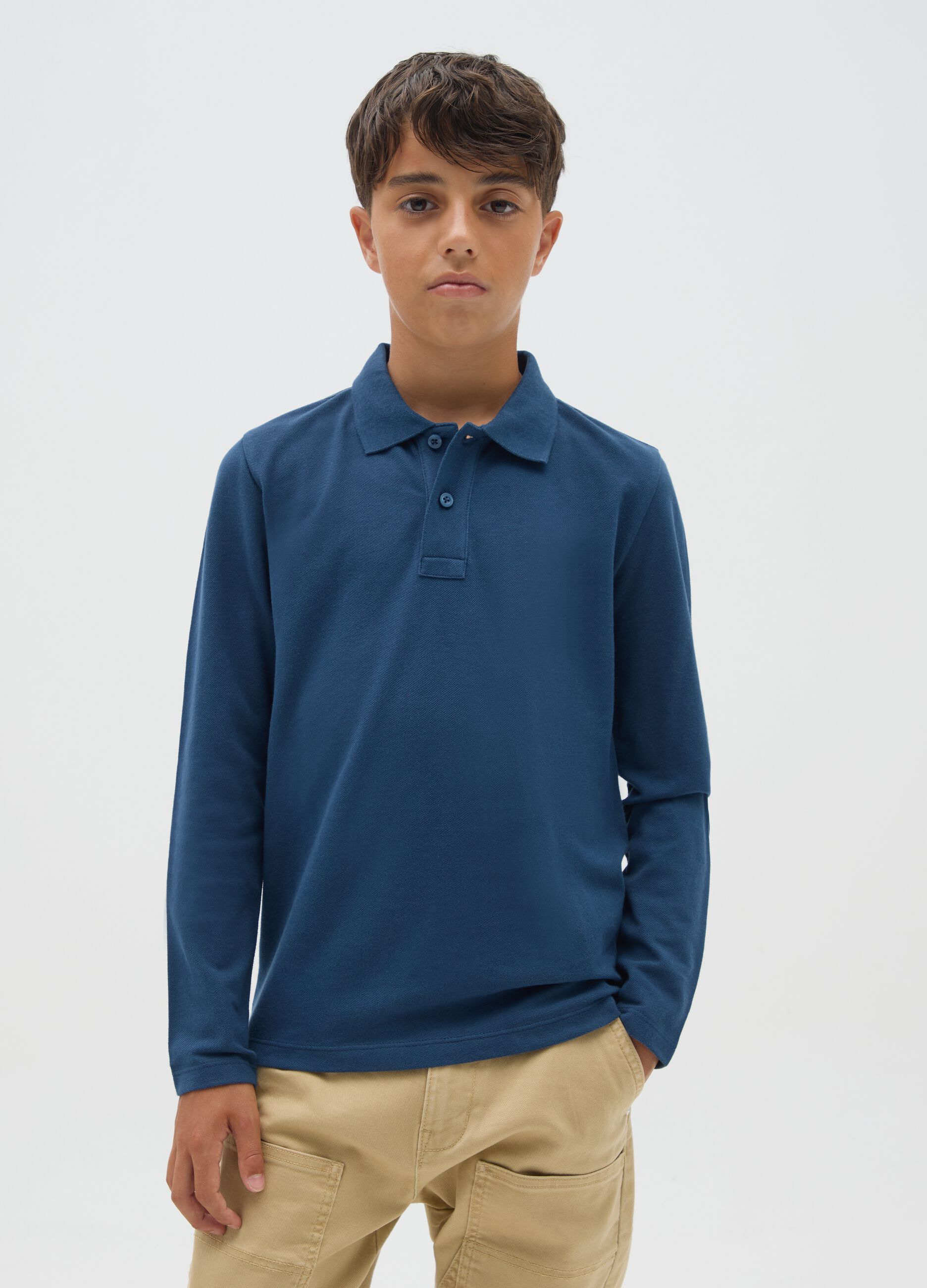 Boys' blue pure cotton polo regular fit