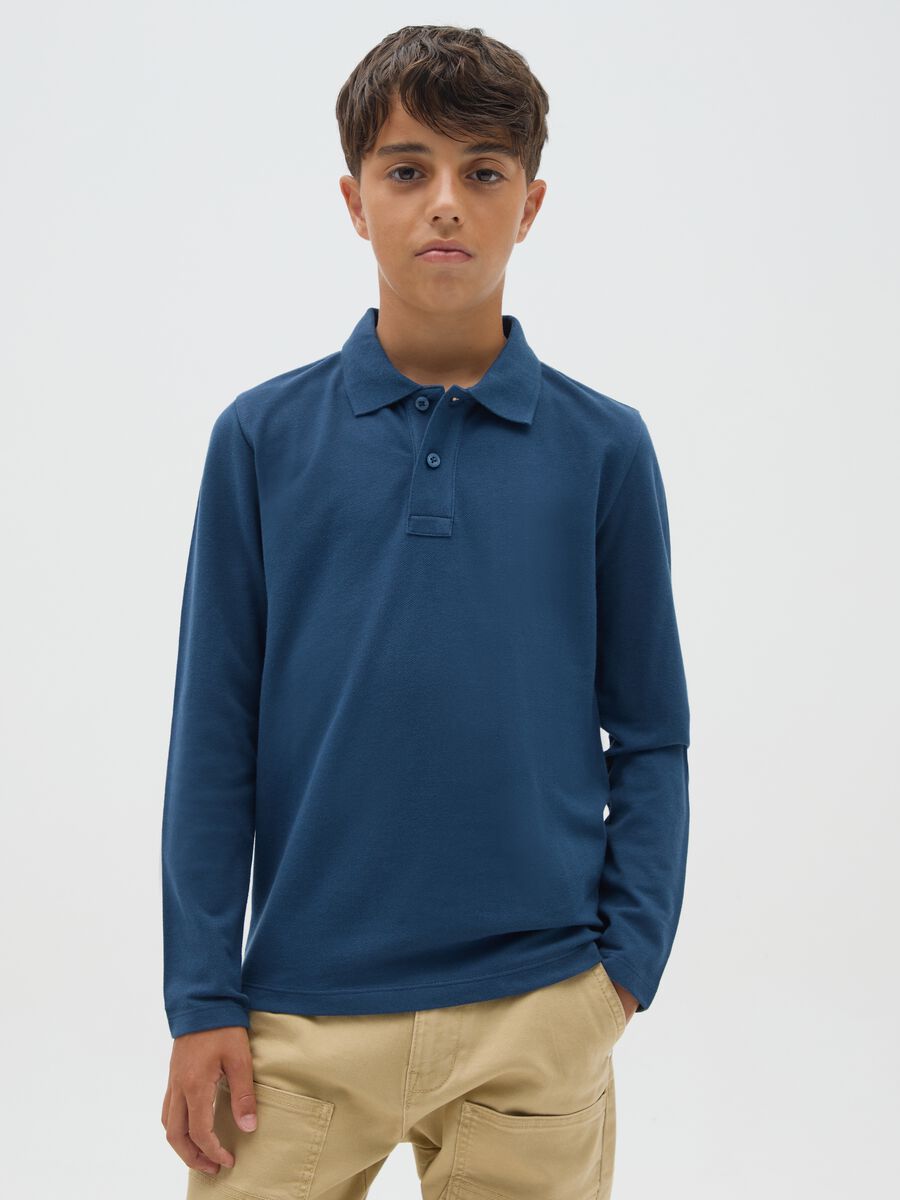 Boys' blue pure cotton polo regular fit_0