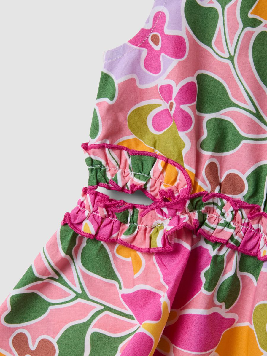 Multicoloured pure cotton dress with floral print_2