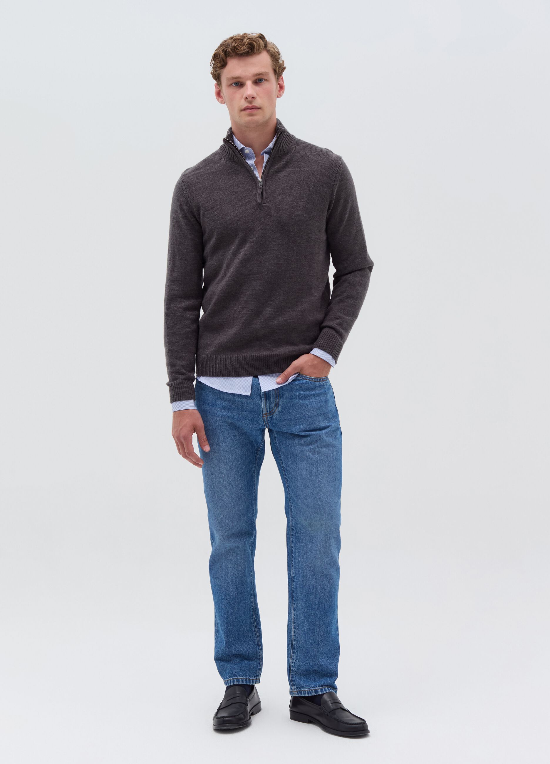 Pullover with half-zip neckline