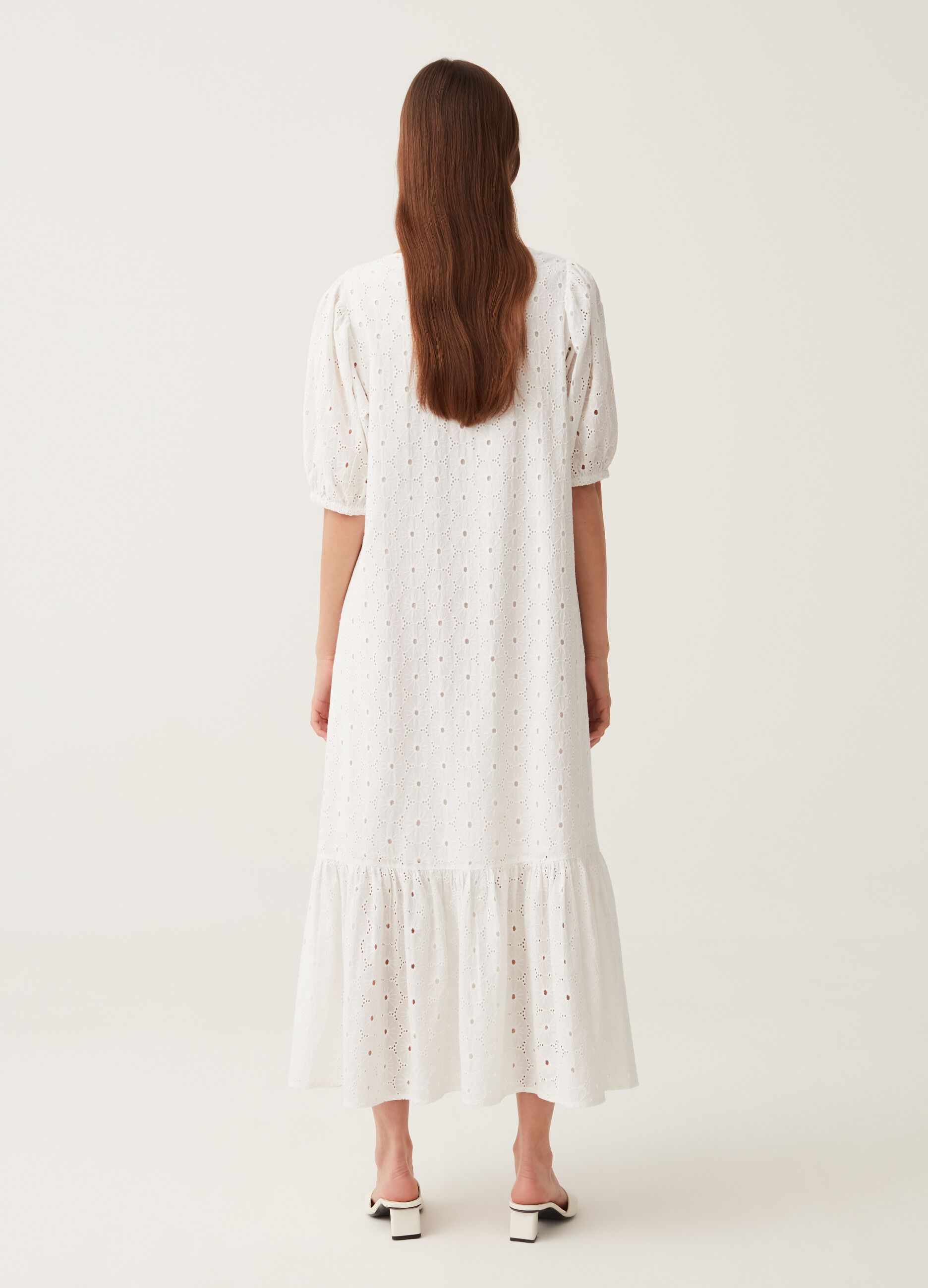 Long broderie anglaise dress.
