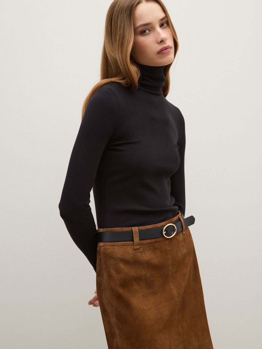 Black turtleneck regular fit sweater_0