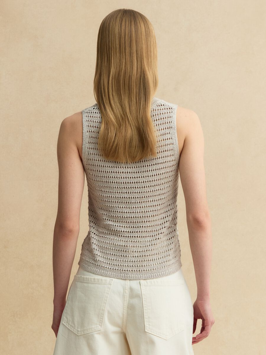 Canotta beige in misto viscosa traforata_3