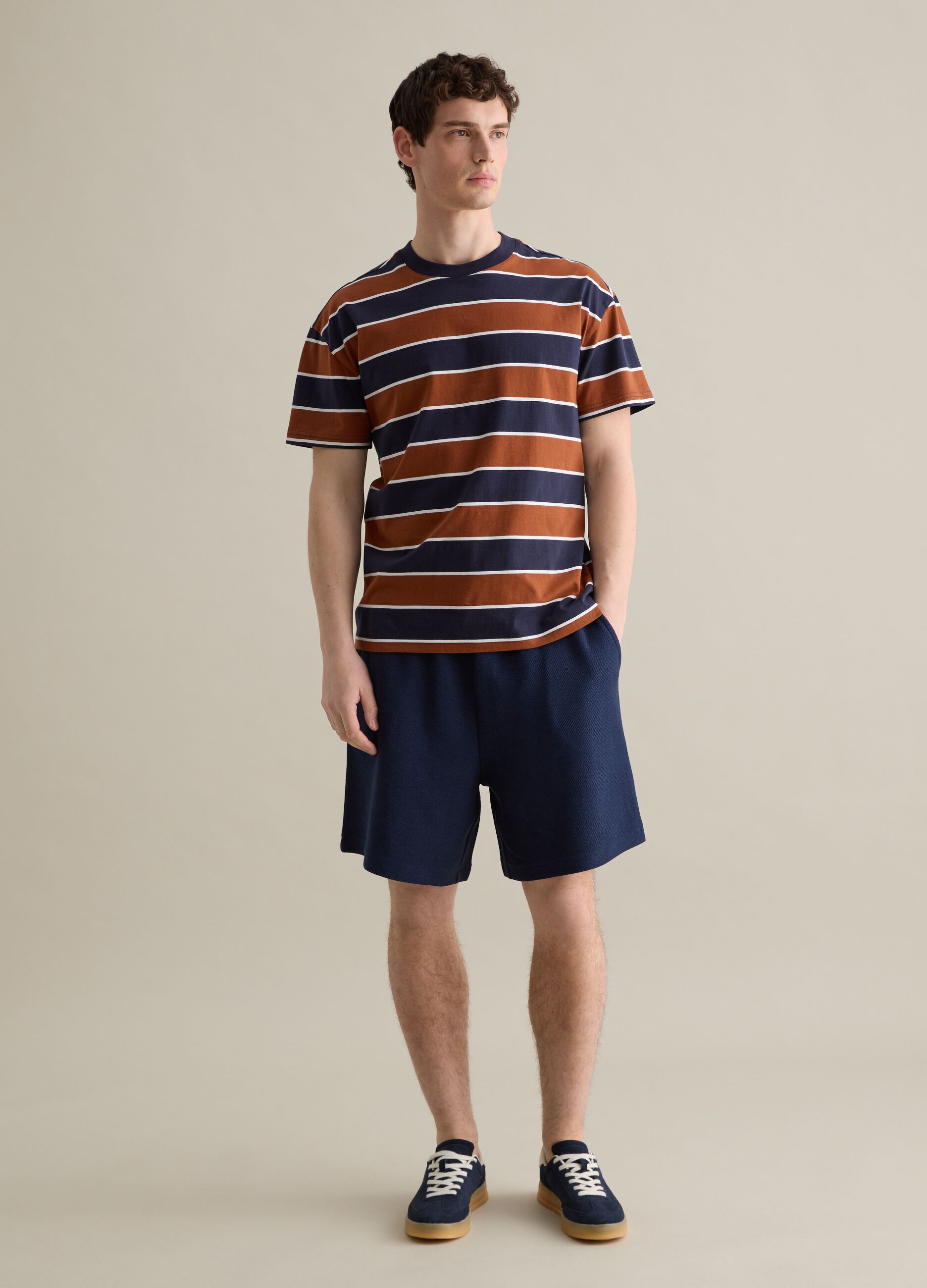Blue Bermuda shorts in pure Piombo cotton