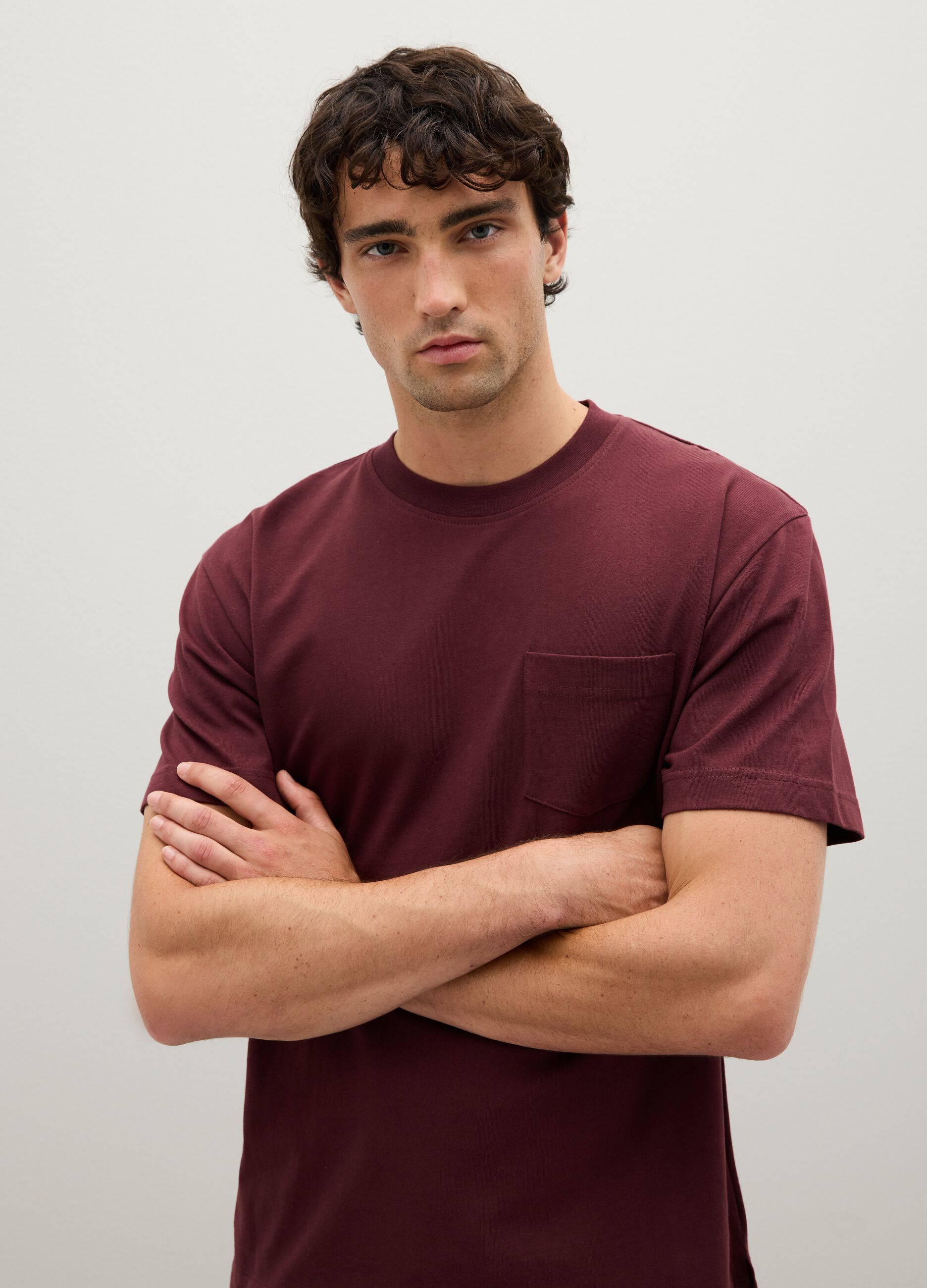 Relaxed Fit Red Pure Cotton T-shirt