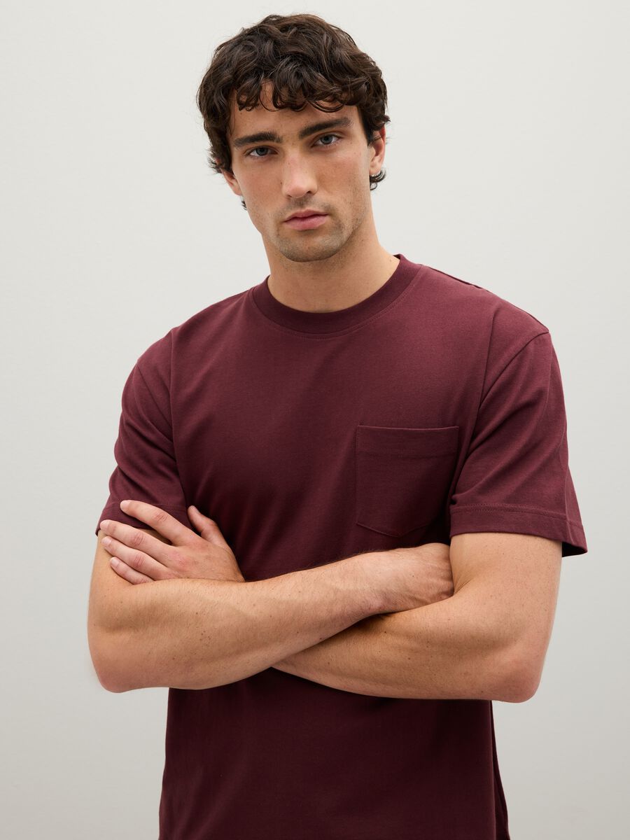 Relaxed Fit Red Pure Cotton T-shirt_0