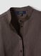 Brown stretch viscose shirt with Mandarin collar_6