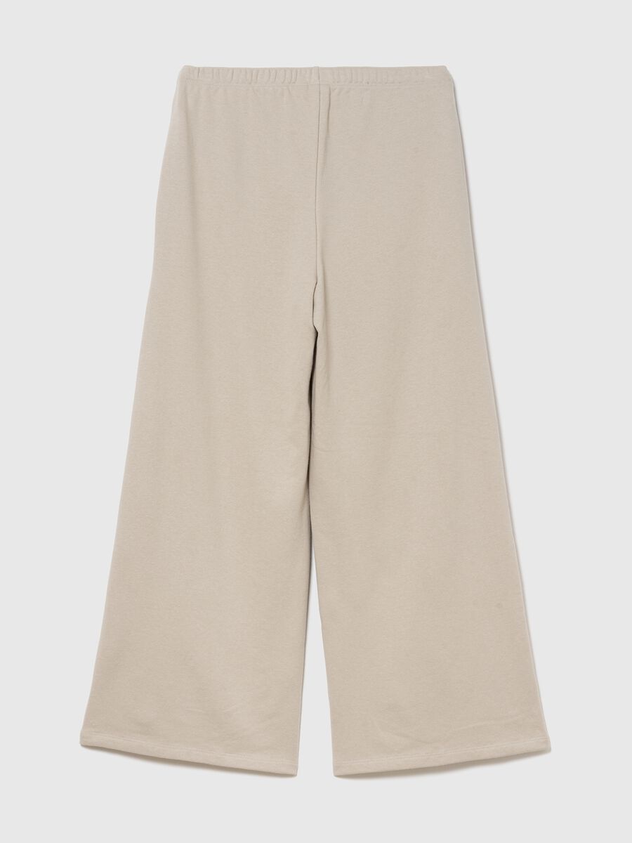 Beige wide-leg cotton-blend trousers with GAP logo_1