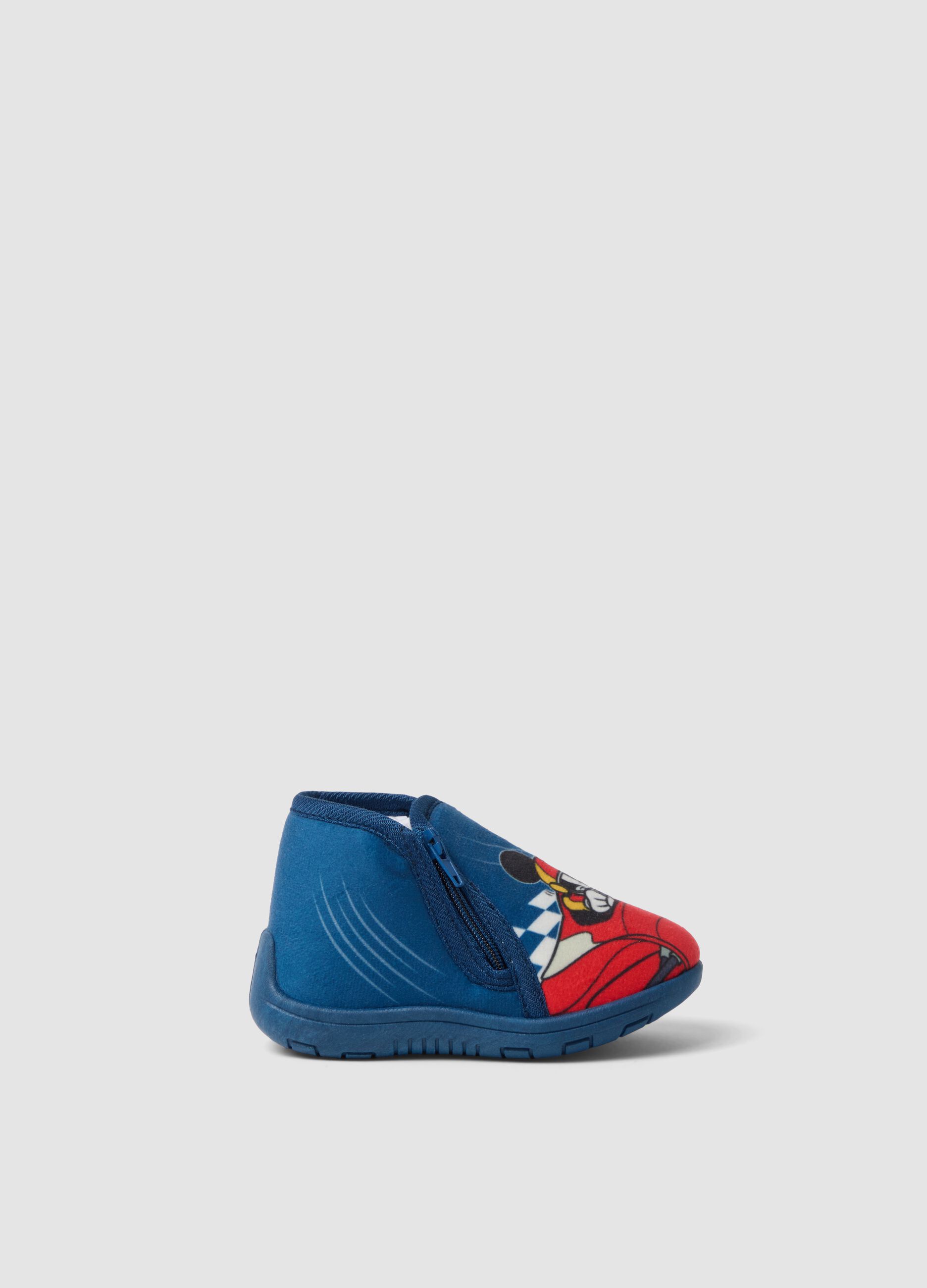 Blue Mickey & Friends print slippers for baby and toddler