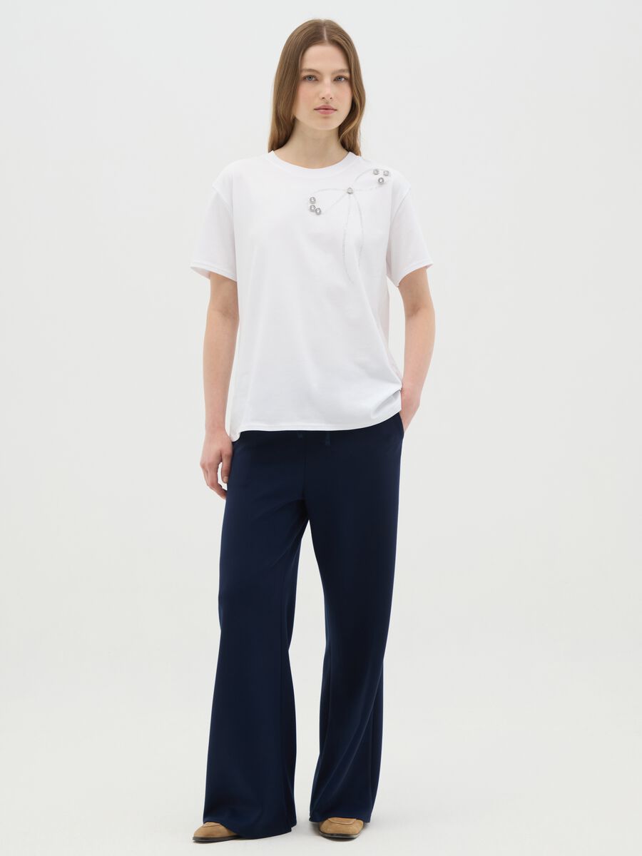 Women's white regular fit stretch cotton T-shirt_1