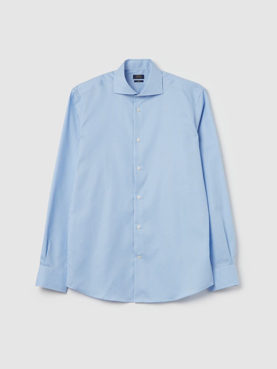 Slim-fit shirt in micro check double-twist cotton_4