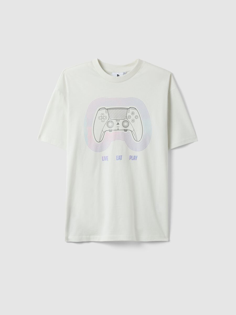T-shirt in puro cotone bianca oversize fit con stampa da ragazzo_3