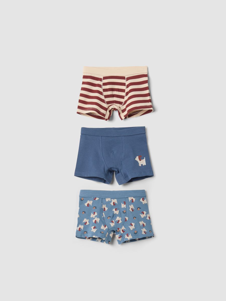 Tripack boxer multicolor in cotone organico elasticizzato per neonato_0