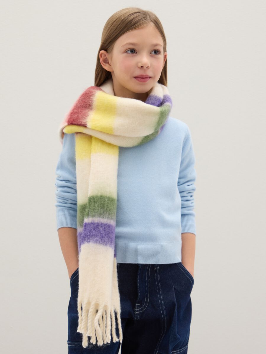 Sciarpa da ragazza multicolor con frange_0