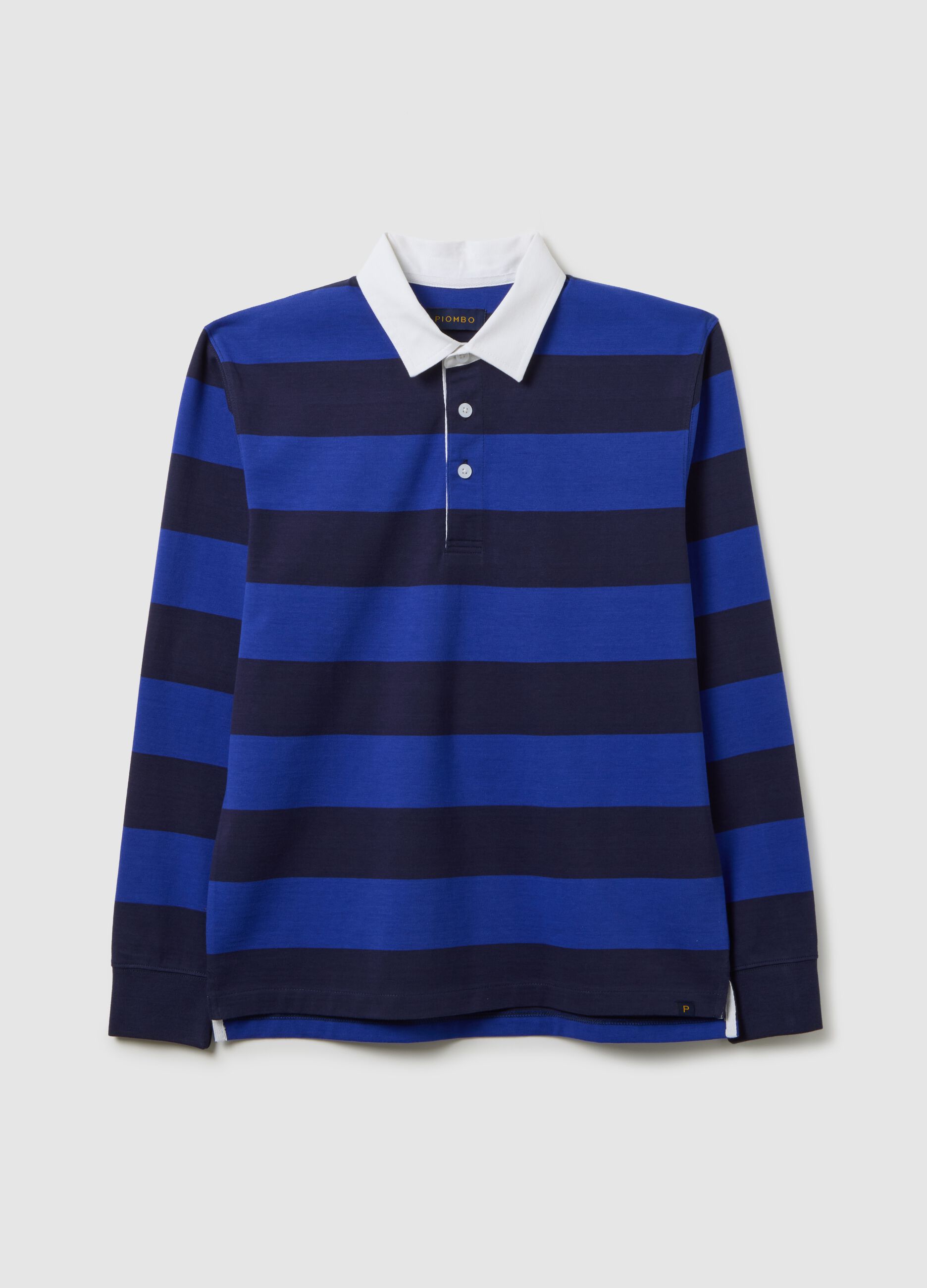 Blue pure cotton polo shirt regular fit
