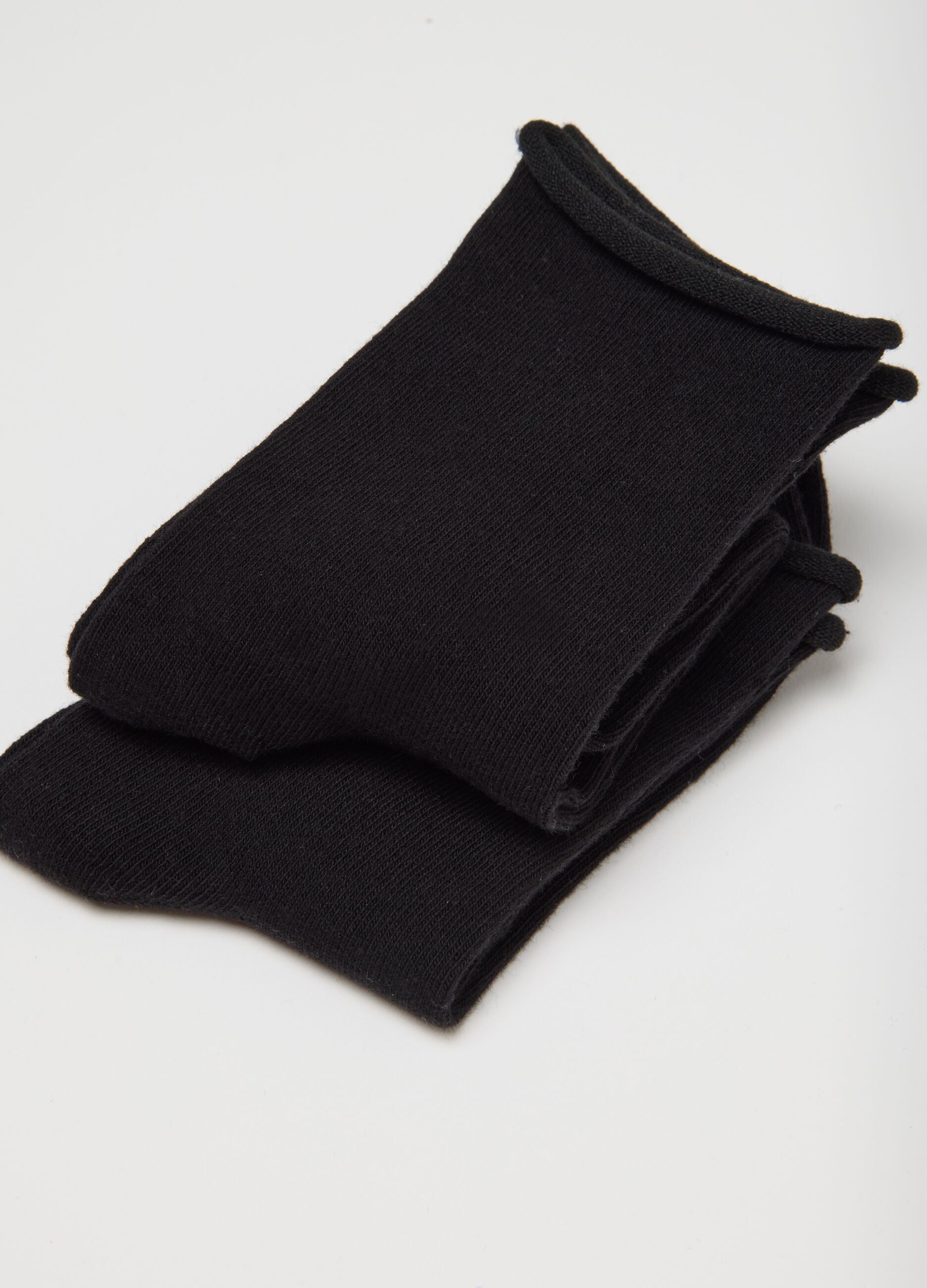 Tripack di calzini in cotone nero elasticizzato