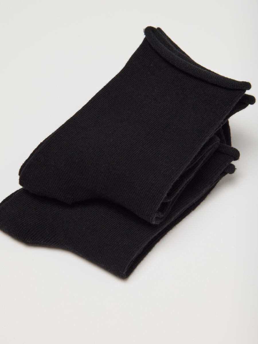 Tripack di calzini in cotone nero elasticizzato_1