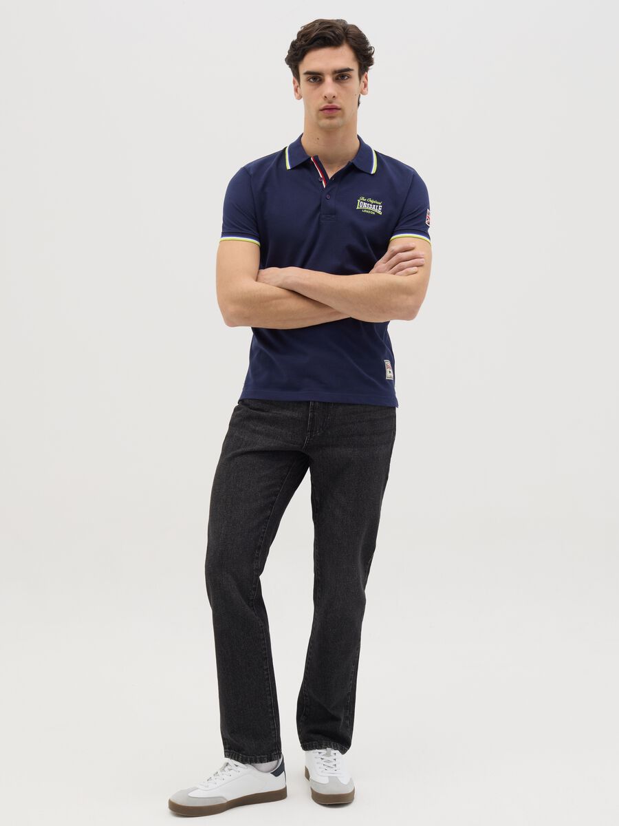 Lonsdale blue polo shirt with short sleeves in cotton_1