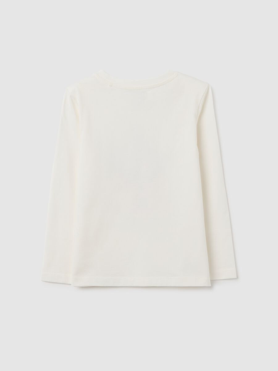 T-shirt da bambina in puro cotone bianca regular fit con stampa_1