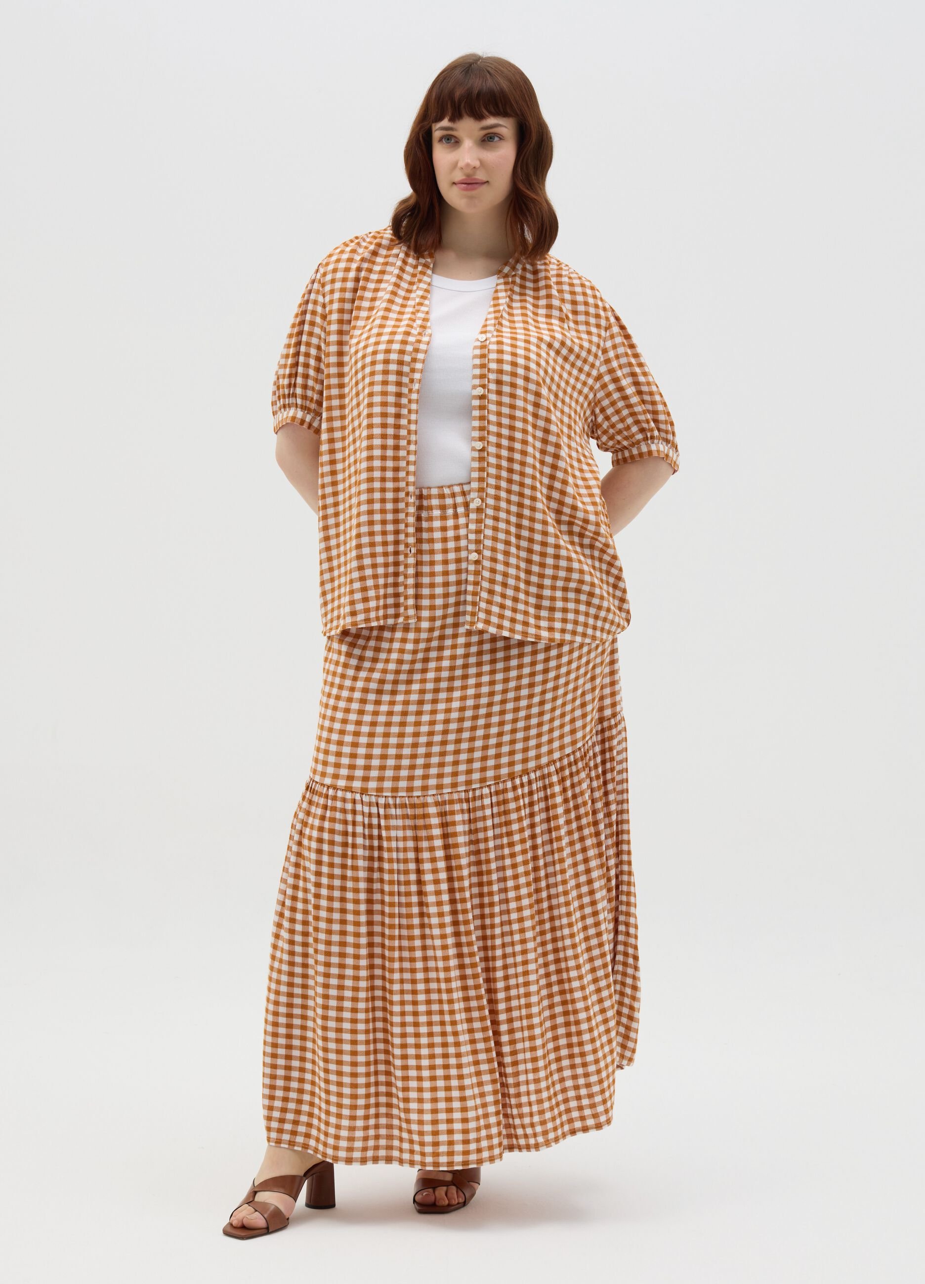Orange and White Checkered Shirt Mya