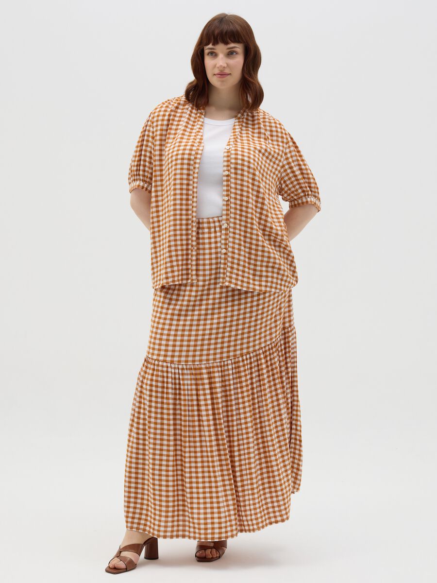 Orange and White Checkered Shirt Mya_1
